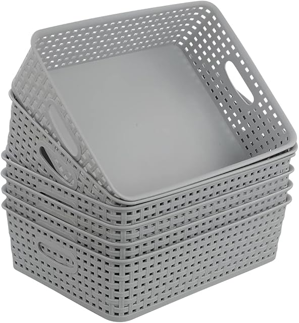 Gitany 6 Pack Desktop Storage Baskets, Plastic Office Baskets, A4 Storage Tray