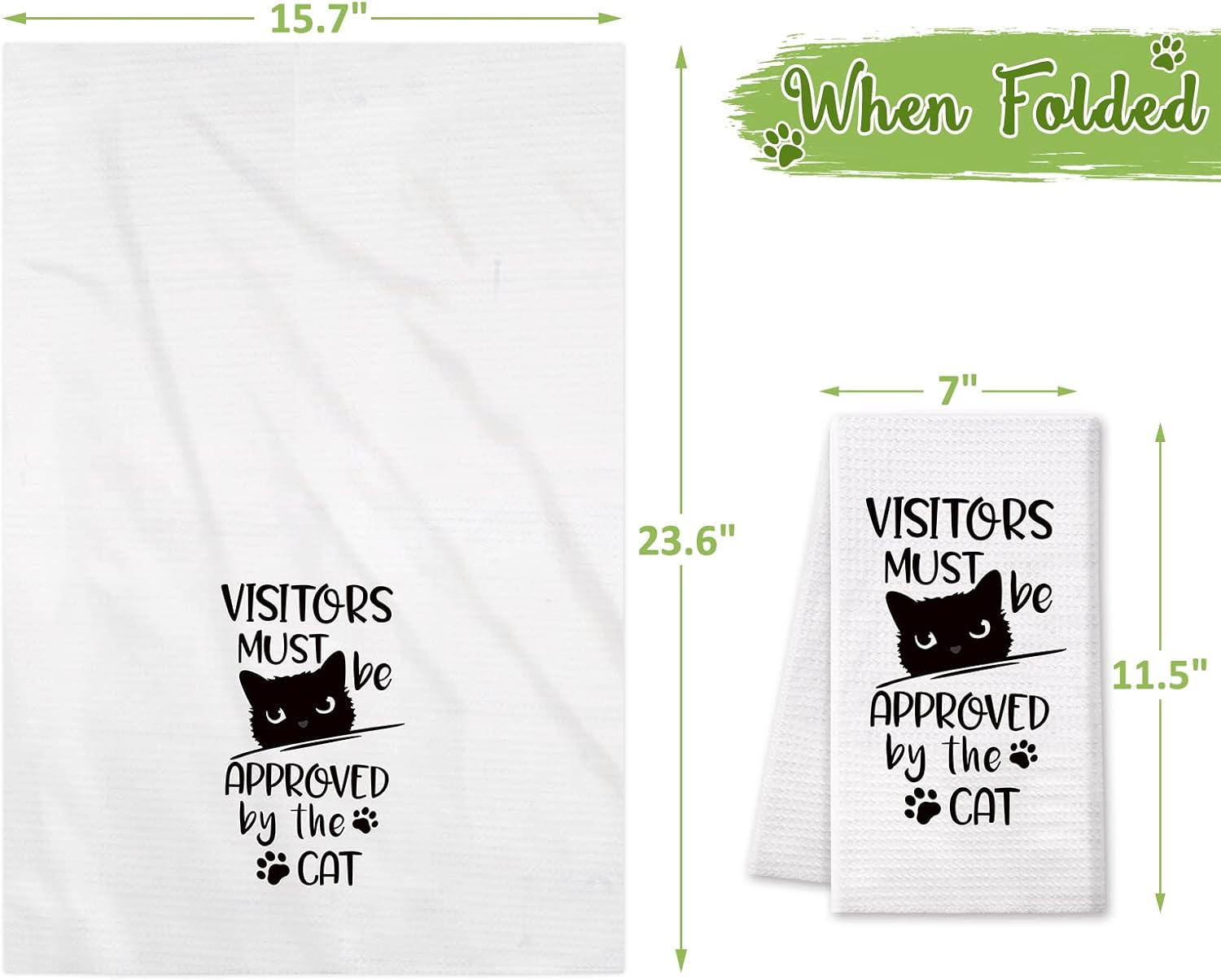 Vansolinne Funny Cat Kitchen Towels Decorative Waffle Tea Towels Absorbent Dish Towels Set of 4 - Fun Hostess Kitchen Decor, Cat Kitchen Collection, Housewarming Presents - Image 3