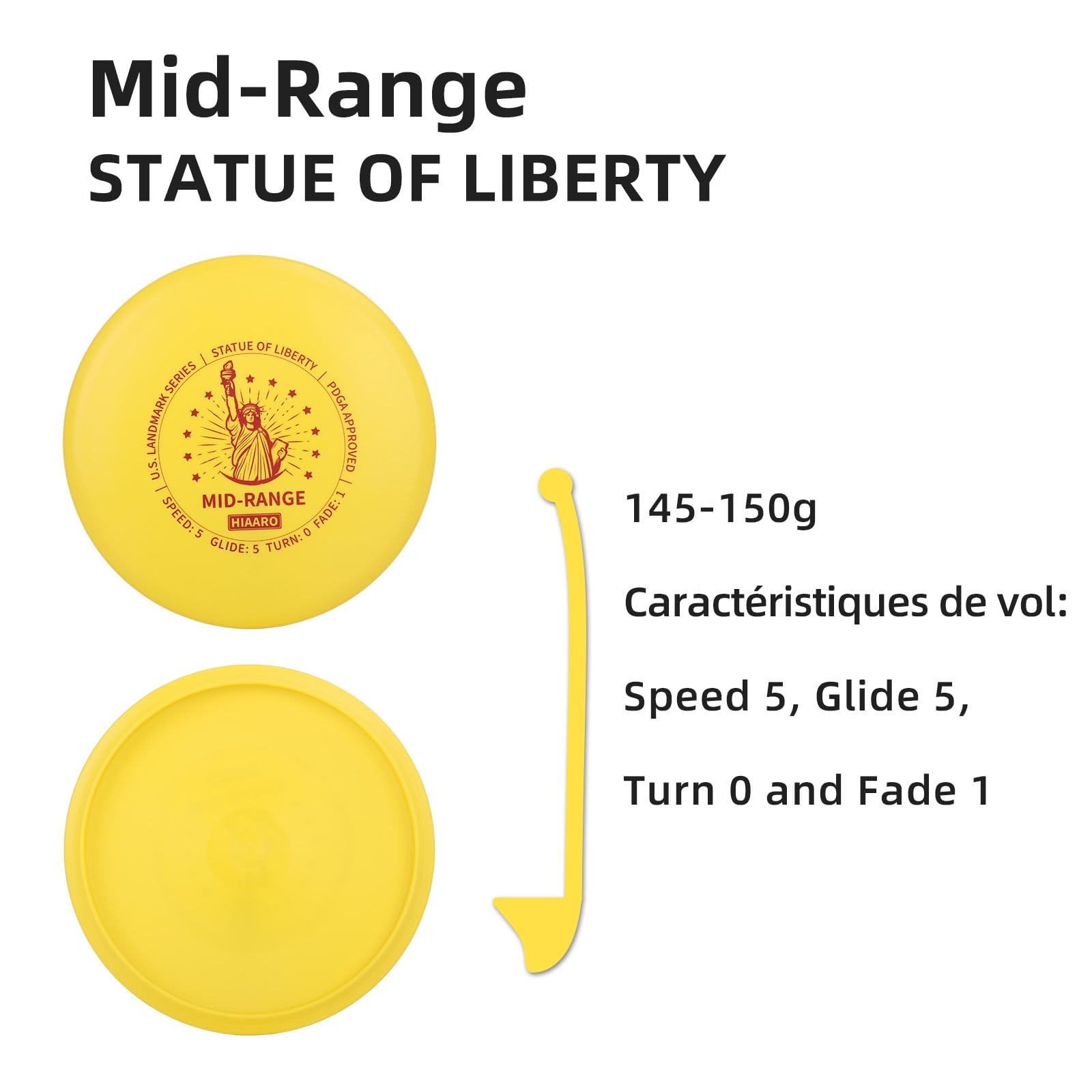 Kit de Disc Golf pour Débutant | Série U.S. Landmark | Classe 150, 145-150g | Homologué par la PDGA | Comprend 2Driver, 2Mid-Range, 2Putter, 1Mini Marqueur