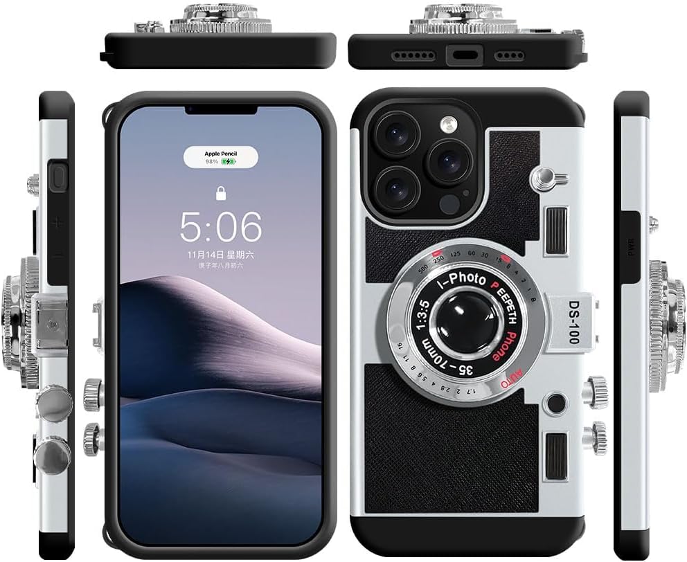 Amazon.com: SGVAHY Emily in Paris Phone Case for iPhone 14 Plus Vintage  Camera Case Cute 3D Unique Design Cover with Removable Neck Strap Lanyard  Silicone Case for Girls Kids Women Black :
