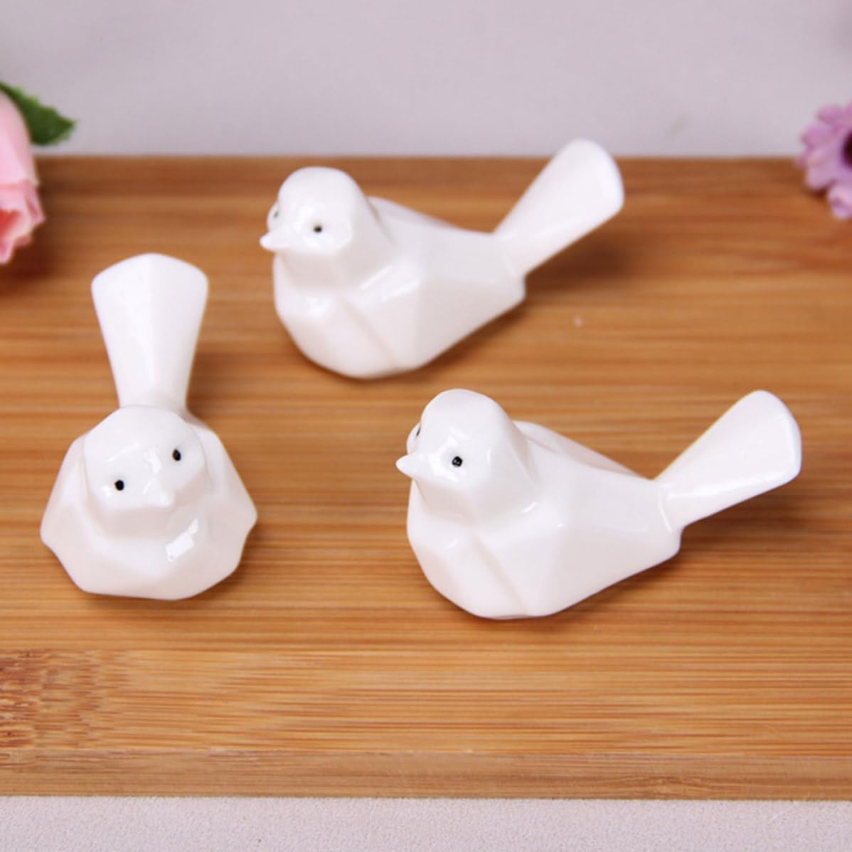 4pcs Ceramic Pigeon Chopstick Rest, White Desktop Holder