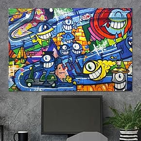 SIGNWIN Framed Canvas Wall Art Colorful Happy Sharks...