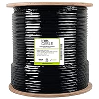Vista 2 de TRUECABLE RG6 Outdoor Quad Shield Coaxial Cable, 500ft, Black, Direct Burial (CMX), 75 Ohm, 18 AWG Bare Copper Conductor, UV Resistant, 3GHz Sweep