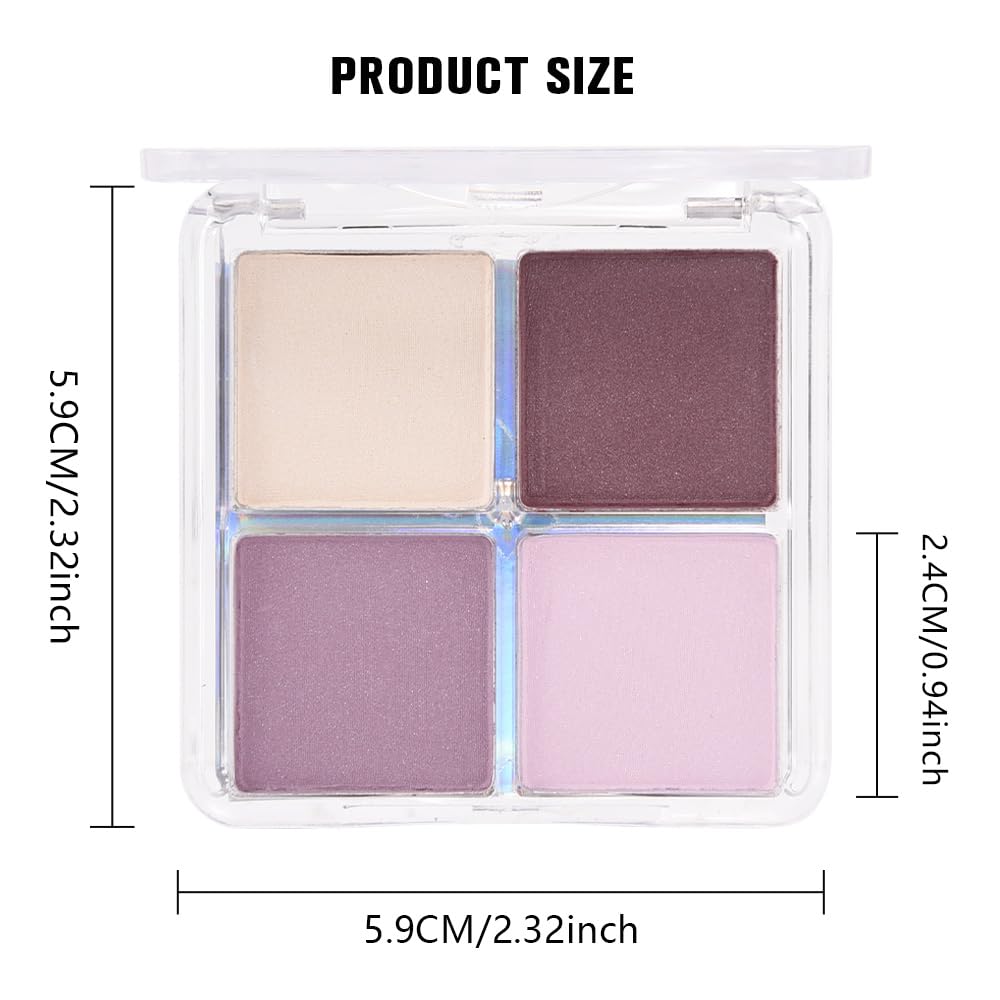 4 Colors Beige Nude Brown Pink Yellow Eye Shadow Powder Palette Makeup, Neutral Travel Matte Shimmer Creme QuadsEyeshadow Palette for Women Highly Pigmented Waterproof, paleta de sombras de ojos 01: 0.21 Ounce (Pack of 1) A-02#
