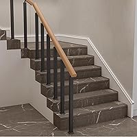 Vista 41 de 42/40/38/36/34in Square Stair Baluster Posts- 270° Adjustable Metal Railing Spindles with Flat Bracket Base and Screws Kits; Iron Posts are Suitable