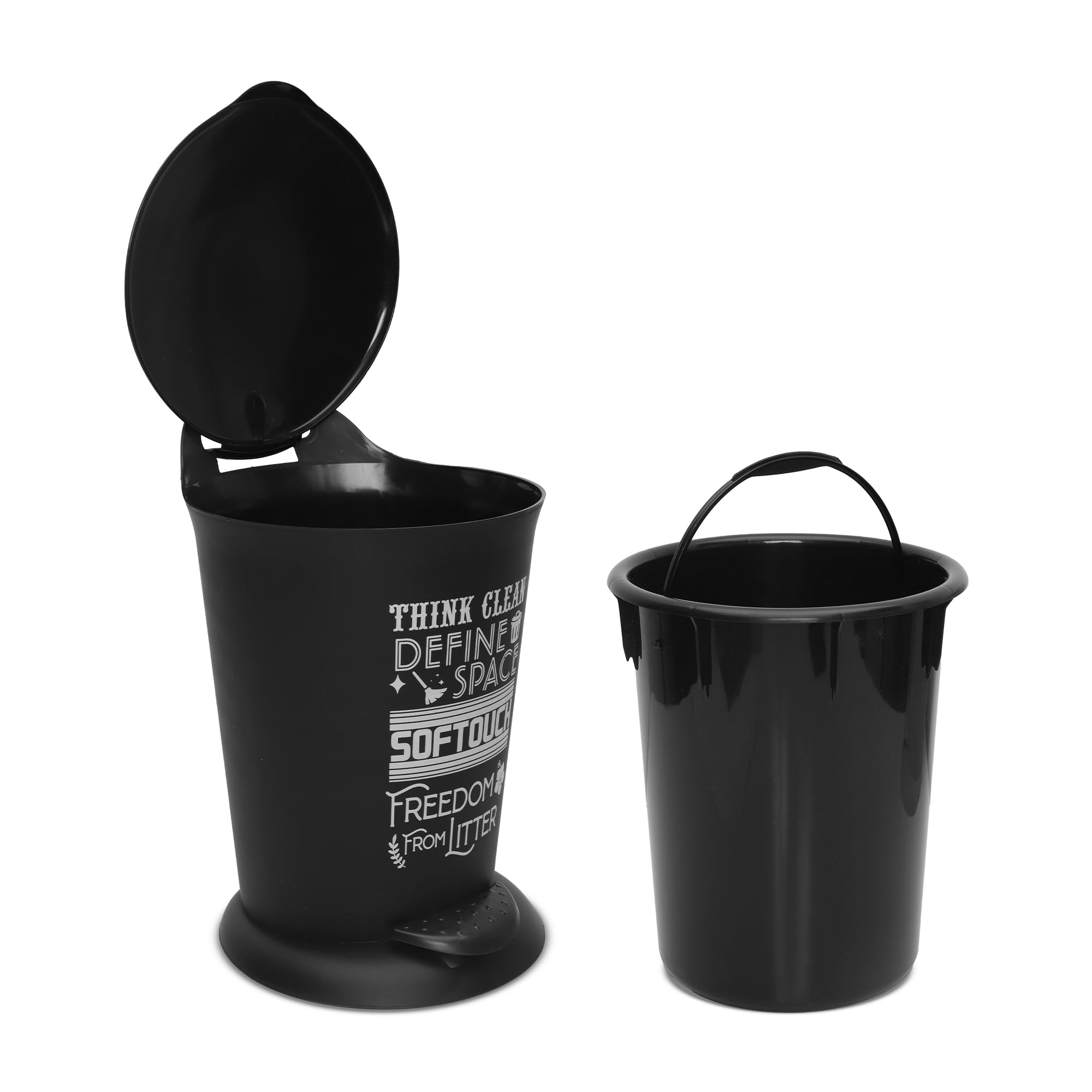 JAYPEE BITS BIN Pedal Bin with Plastic Bucket And Lid | Garbage Bin Trash Can Pedal Waste Bin |Round Shape Dustbin For Home, Kitchen, Bathroom, Office, 4 Litre, Black - Image 3 thumbnail