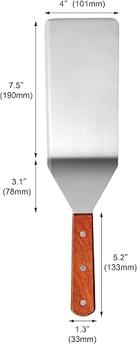 Miniatura 4 de New Star Foodservice 36350 - Espátula para parrilla extra grande con mango de madera con borde de corte y hoja de 4 pulgadas de ancho, 16 pulgadas