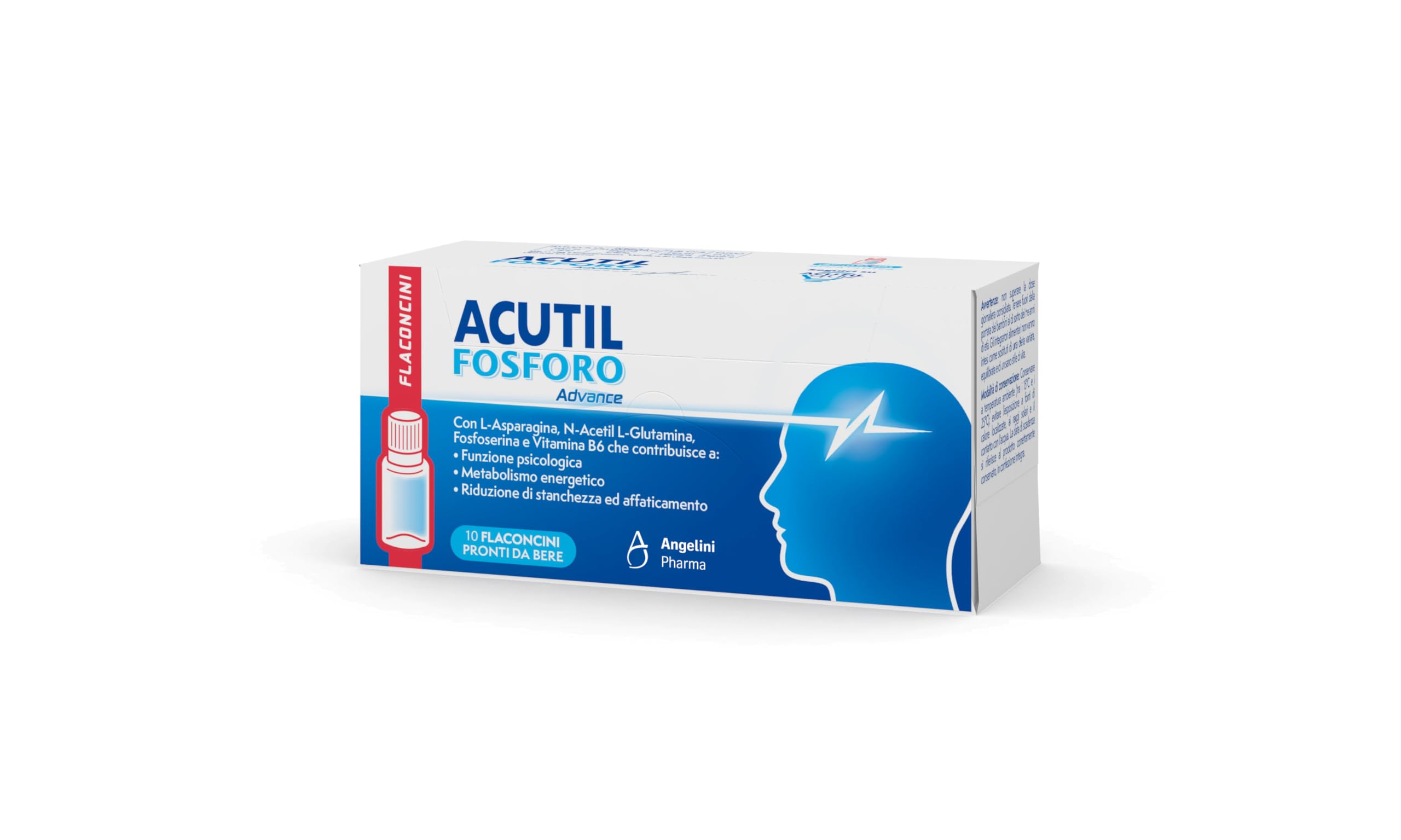 Acutil Fosforo Advance, Integratore Alimentare con Vitamina B6, L-Asparagina, Fosfoserina e L-Glutammina, Contribuisce a Rimanere Concentrati e a Ragionare con la Giusta Lucidità, 10 Flaconi da Bere