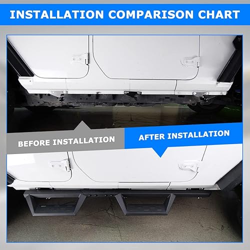 Miniatura 8 de I1MOTOR Estribos, barras Nerf y escalones laterales para Jeep Wrangler JK Unlimited 2007-2018 de 4 puertas 07-18, resistente camión negro mate con