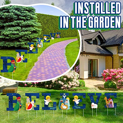 7 Pcs Holy Nativity Believe Yard Sign Christmas Yard Signs Decorations Manger Scene Religious Believe Outdoor Lawn Christmas Decor For Xmas Holiday Winter, Believe #TOP6