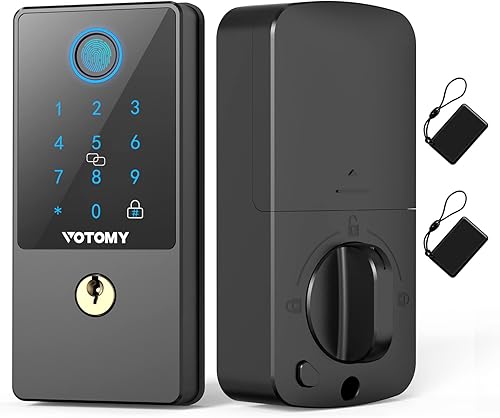 Cerradura de puerta de entrada sin llave, cerradura de puerta de huellas dactilares con llaves y llaveros, pantalla táctil digital teclado