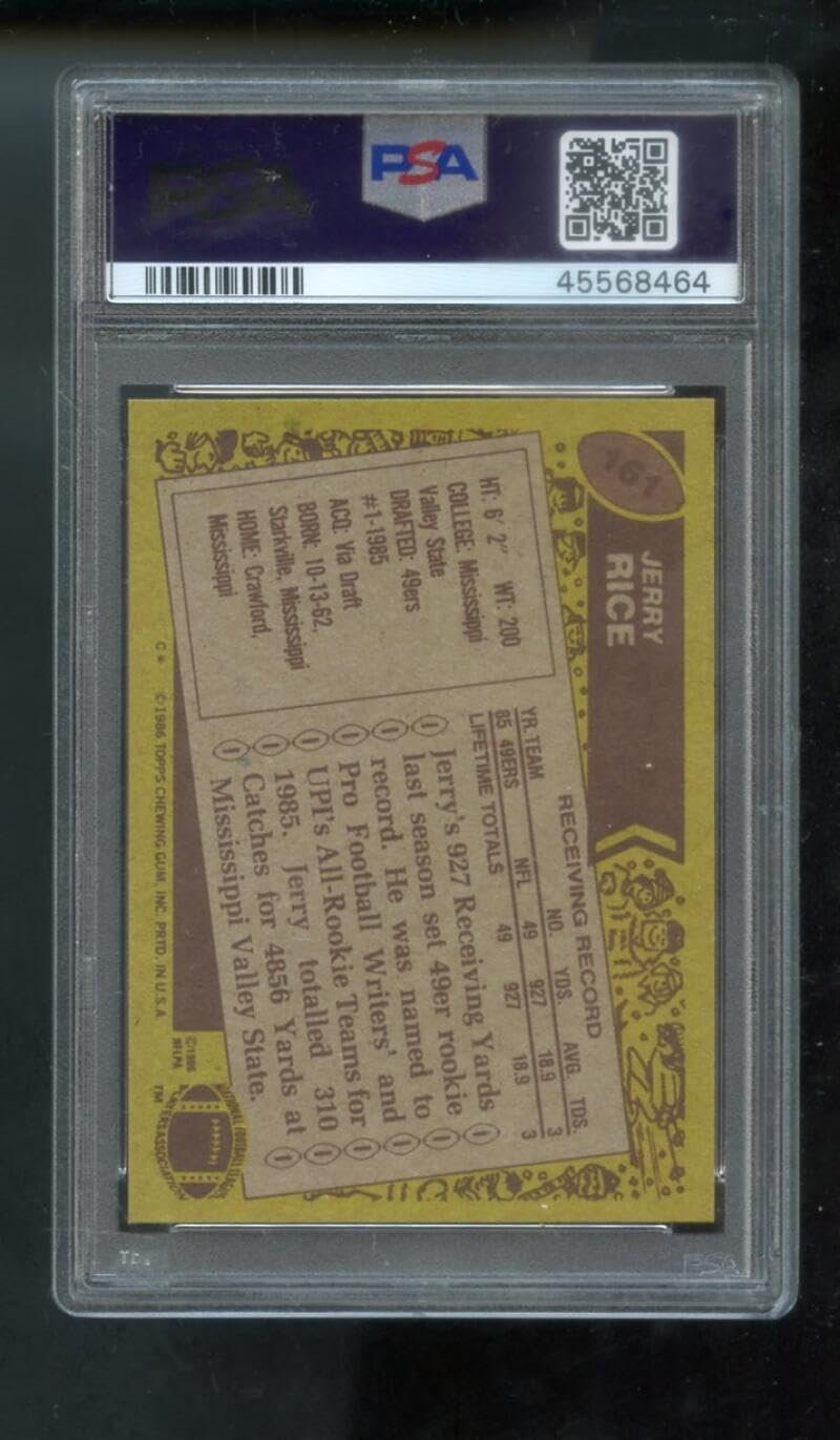 Jerry Rice PSA GRADED 7 (Football Card) 1986 Topps - [Base] #161