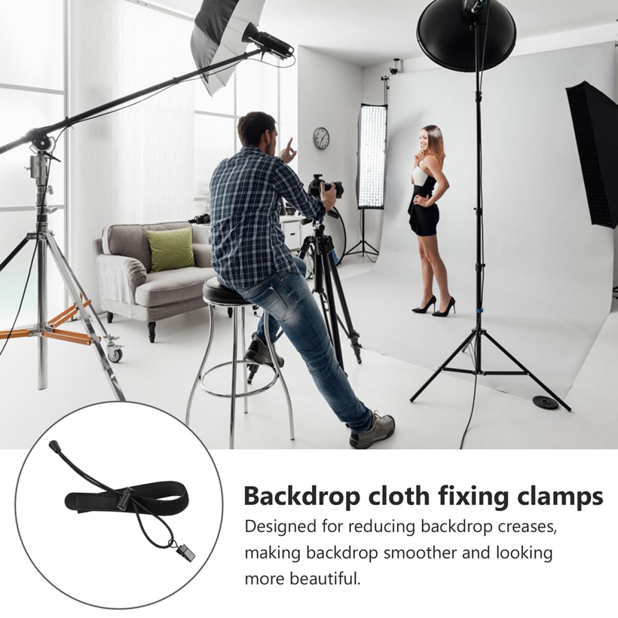 KICHOUSE 4 Pcs Background Cloth Clip Nip Clip Backdrop Holder Clamp Backdrop Cloth Clips Photography Backdrop Clamp Background Clips Elastic Clips for Backdrop Haor Clips Clip on Abs Black