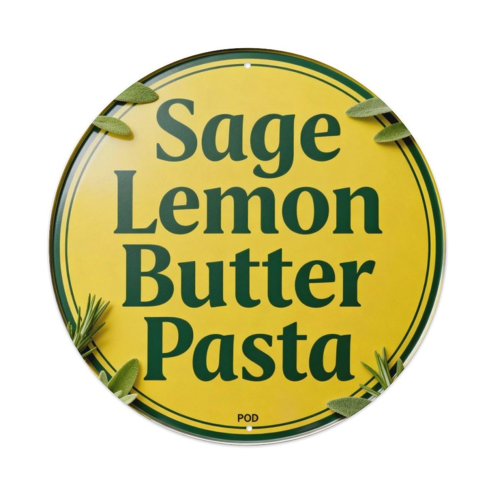 Sage Lemon Butter Pasta Metal Tin Sign Plaque
