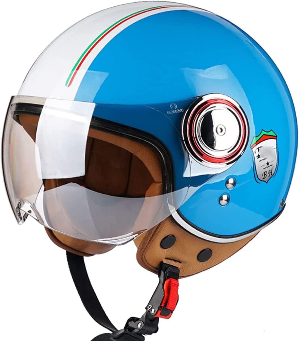 Casque jet moto vintage 3/4 avec pare-soleil pour scooter et demi-casque électrique