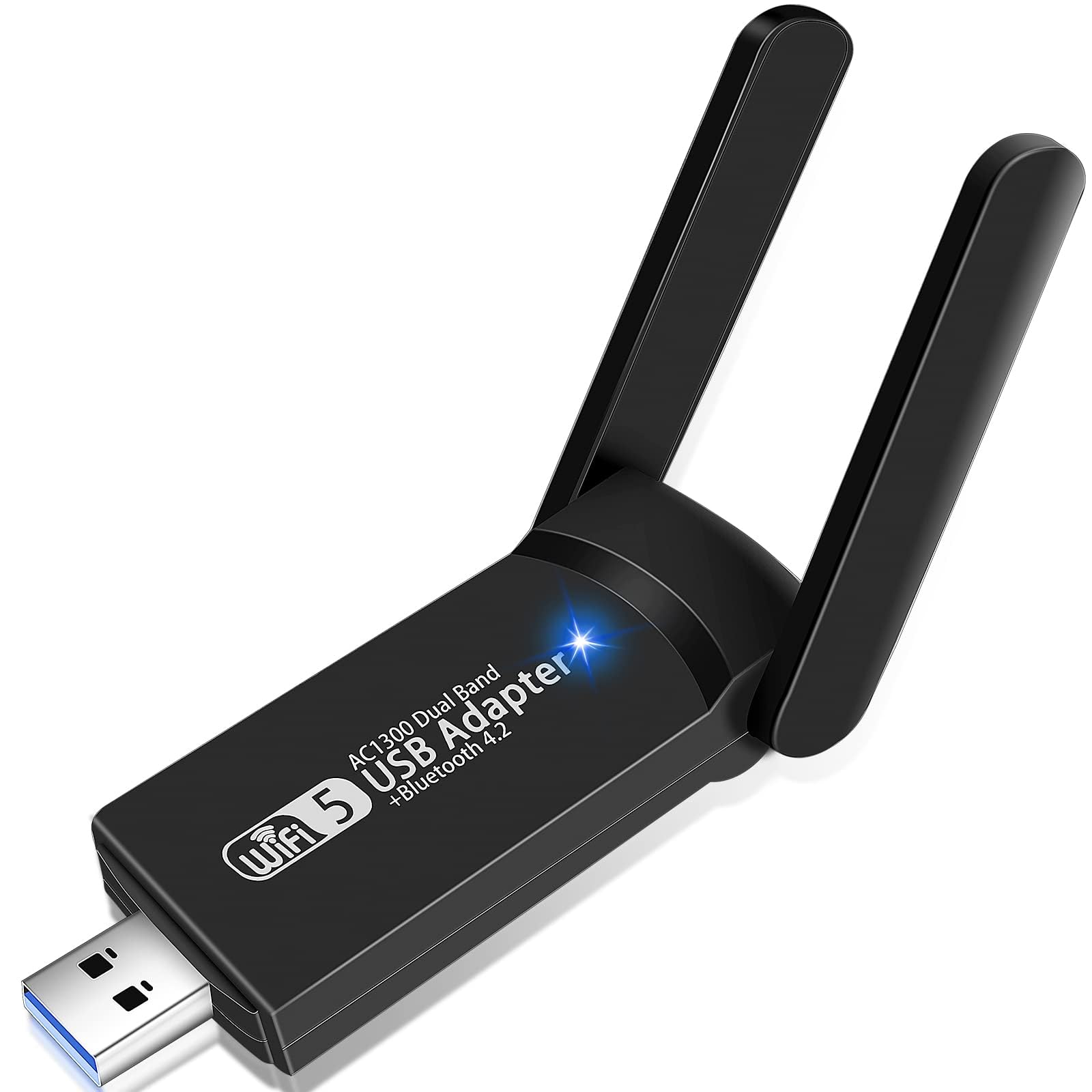 USB WiFi Bluetooth Adapter - 1300Mbps Dual Band 2.4/5Ghz Wireless Network External Receiver, Mini WiFi Dongle for PC/Laptop/Desktop