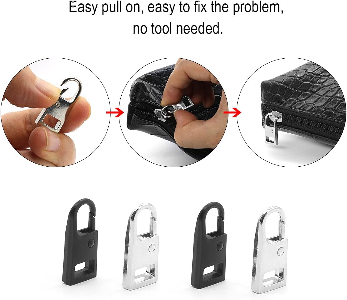 Zipper Pull Tab Replacement Metal Zipper Handle Mend Fixer for Suitcases Luggage Jacket Backpacks Coat Boots