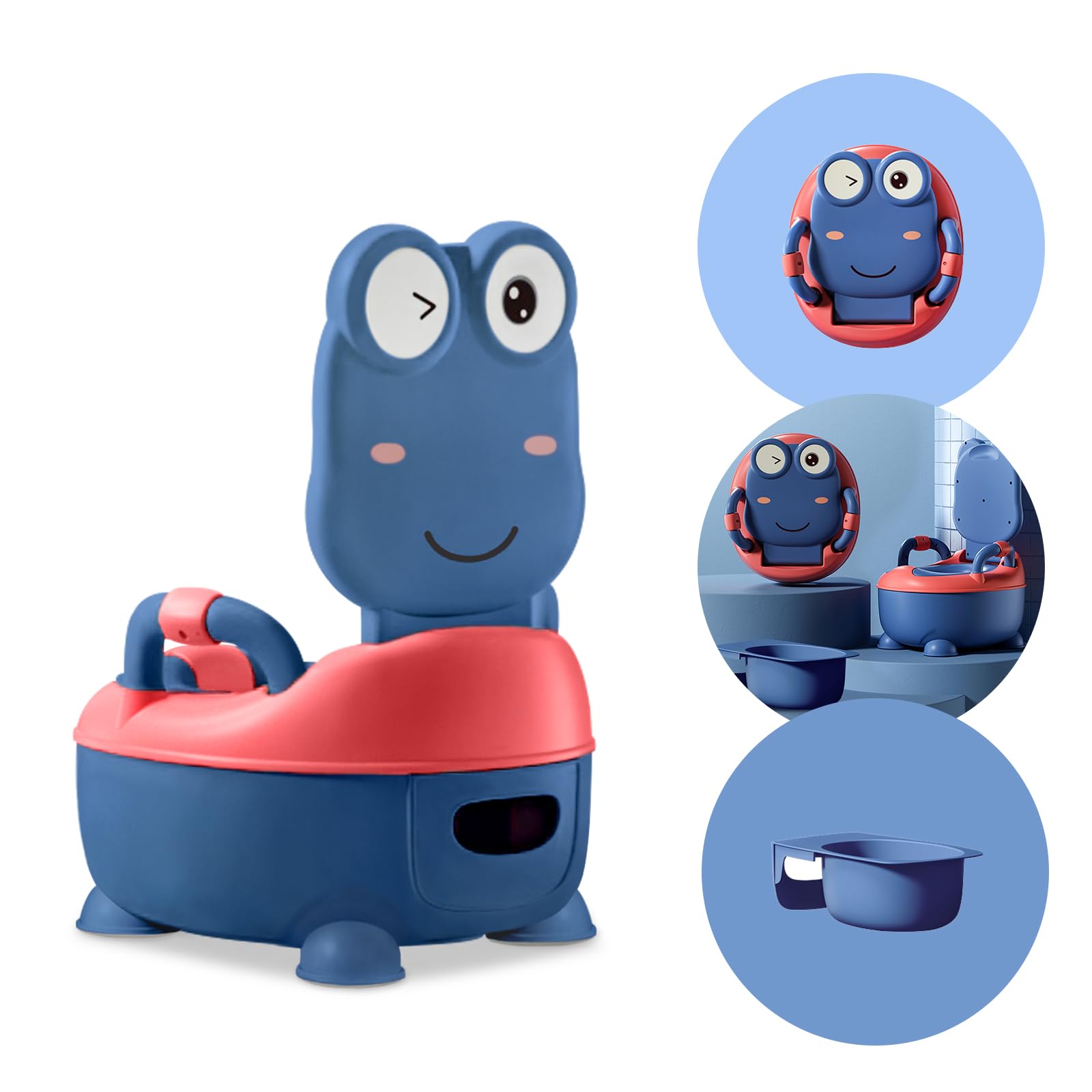 Orinal Bebe, Orinales Infantiles Inodoro Para Bebés Portatil Potty Para Ir Al Baño Portátil 1 A 6 Años, Azul, 31x36x19.5cm
