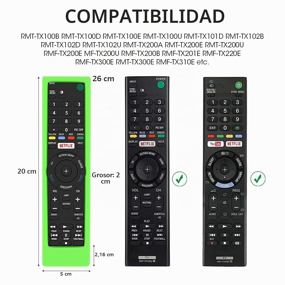 Funda De Silicona Para Mando Sony Bravia RMT-TX100D / TX200E / TX300E | Antideslizante | Protector Contra Caídas (Negro)