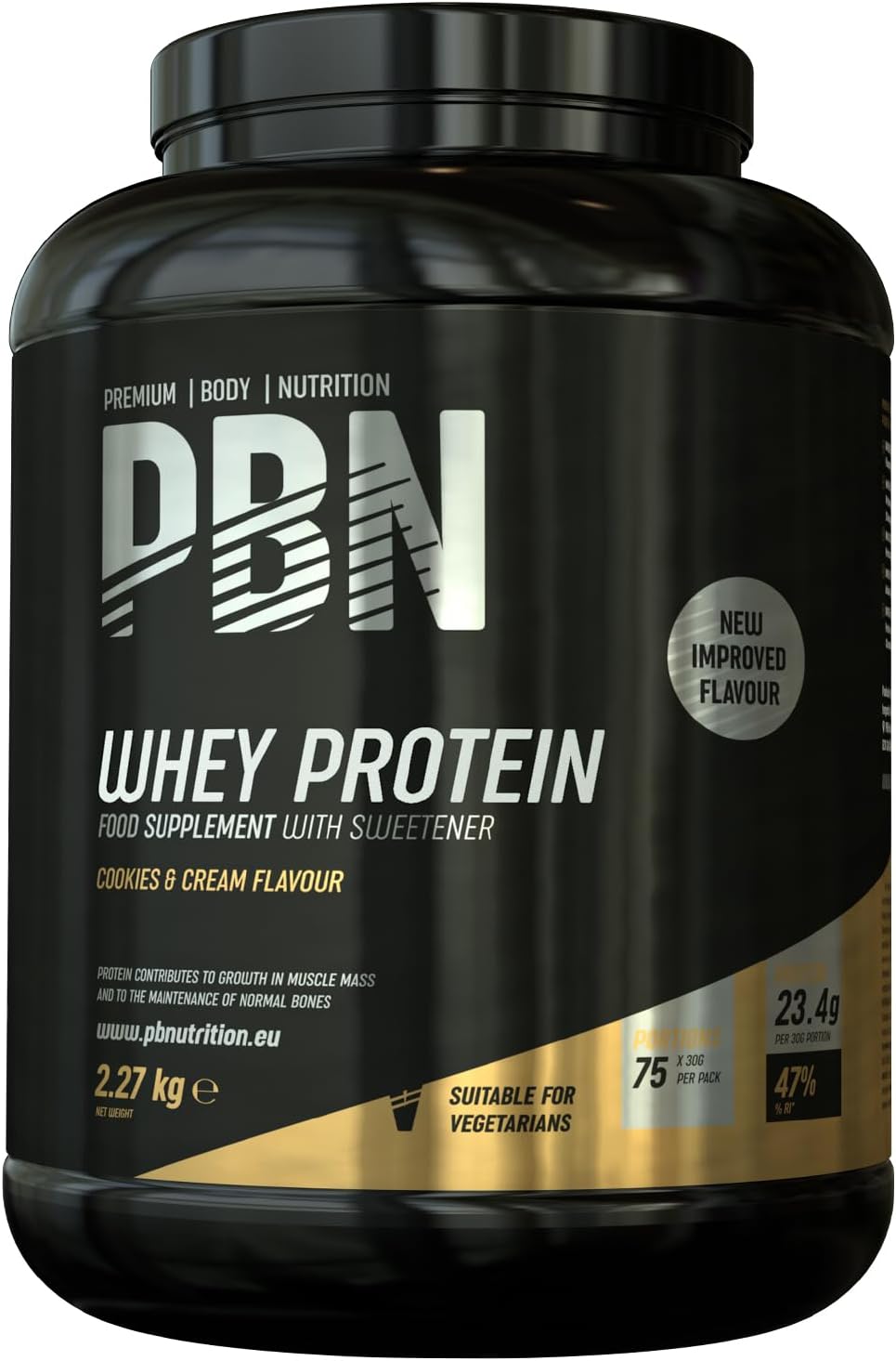PBN - Premium Body Nutrition Whey Protein 2.27kg Cookies & Cream, New Improved Flavour