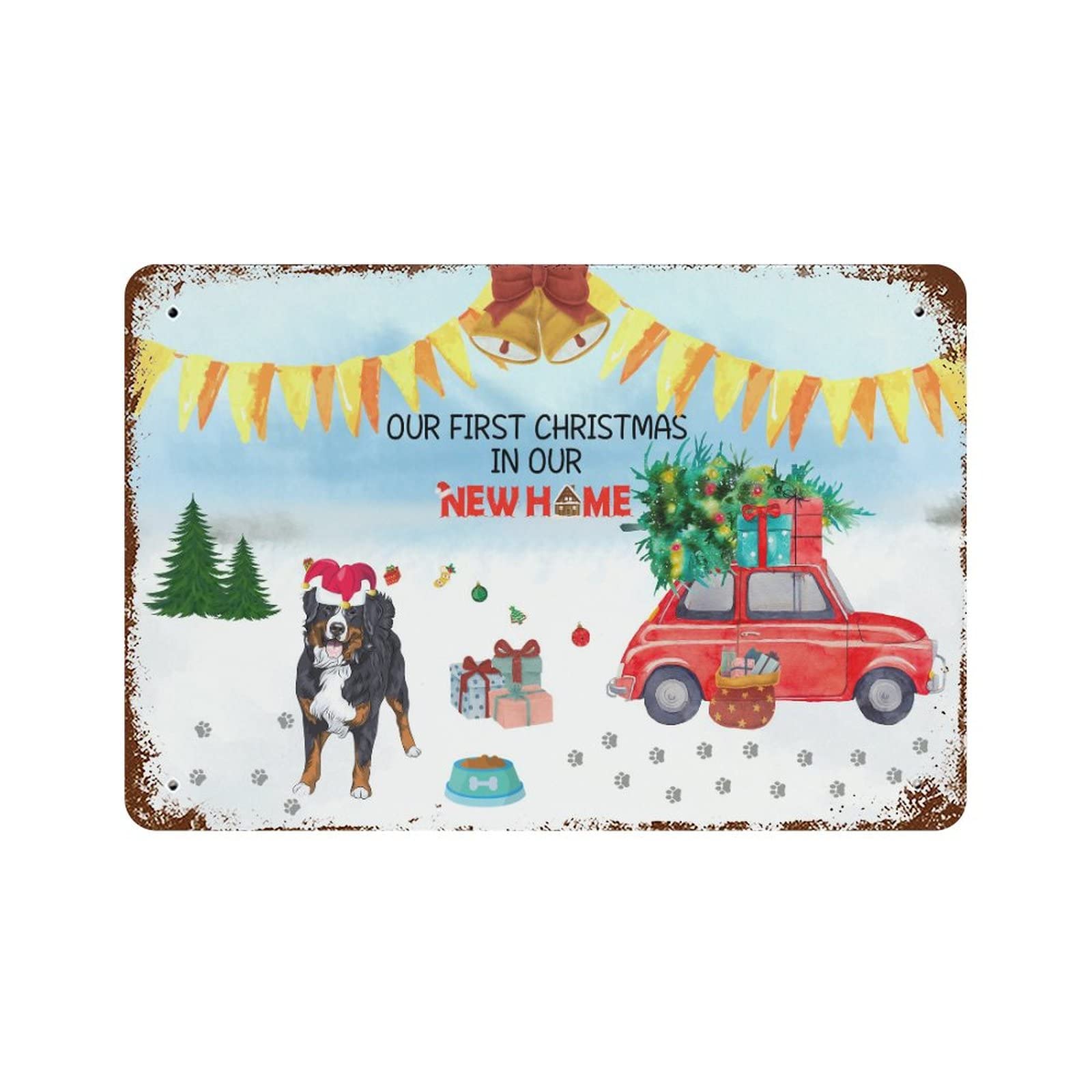 Panneau métal Christmas pour premier Noël dans notre nouvelle maison 30x45