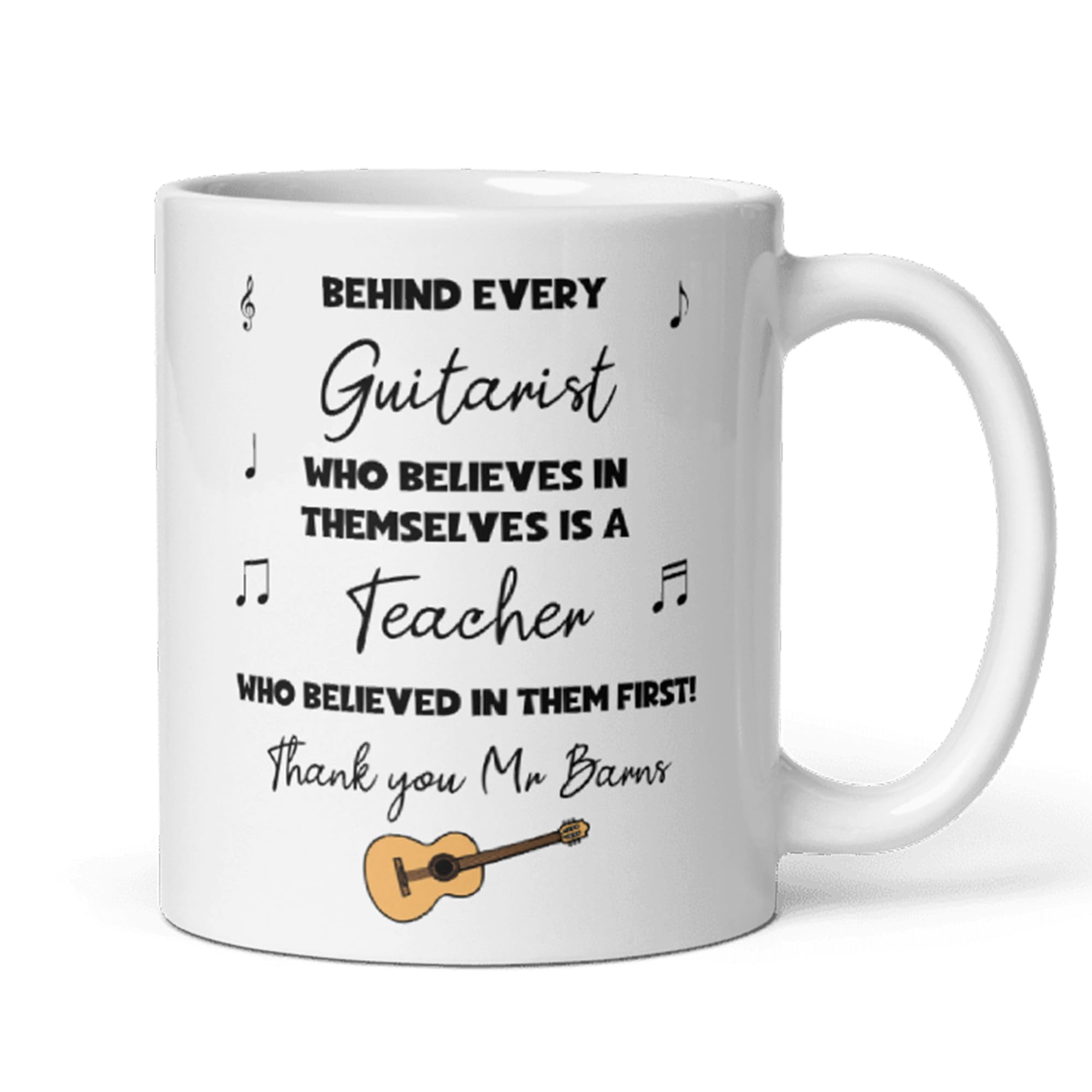 Confidently Quirky - Personalised Thank You Guitar Teacher White Mug, End of Year Thank You, from Music Student, Guitar Teacher Christmas