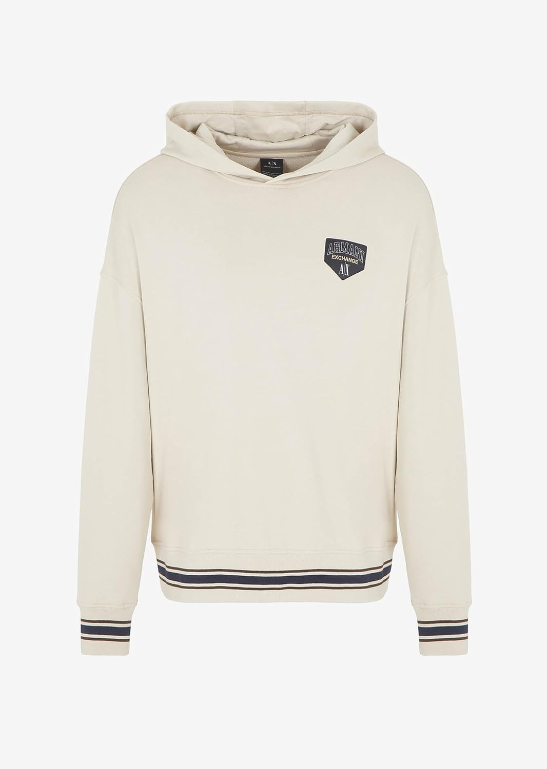 Armani Exchange mens Collegiate Capsule Cotton French Terry Logo Patch Pullover Hoodie Sweatshirt - Image 3