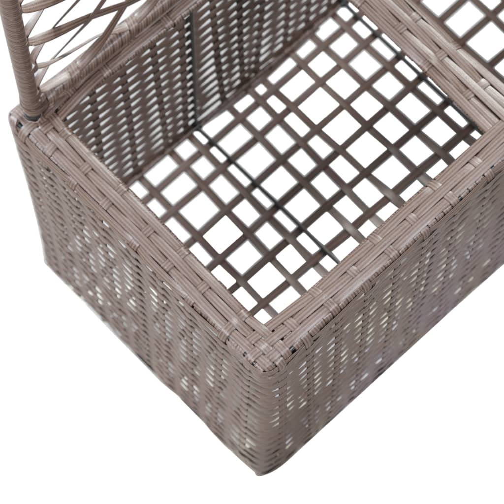 Podniesiona kratownica z 2 wyjmowanymi doniczkami 58 x 30 x 107 cm Polyrattan Brązowy do pnących roślin ogrodowych donica ogrodowa dekoracyjna na zewnątrz to podniesione łóżko