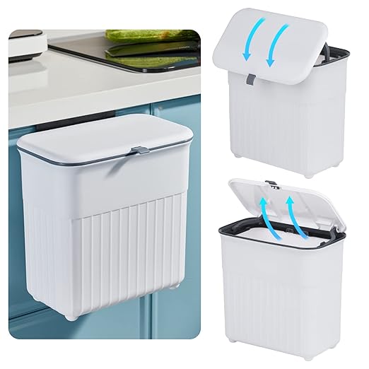 KWANITHINK Hanging Kitchen Bin with Lid, Cupboard Bins for Kitchen