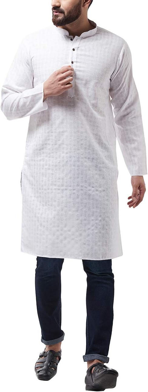 Sojanya (Since 1958 Men'S Cotton Blend Woven Design Only Long Kurta