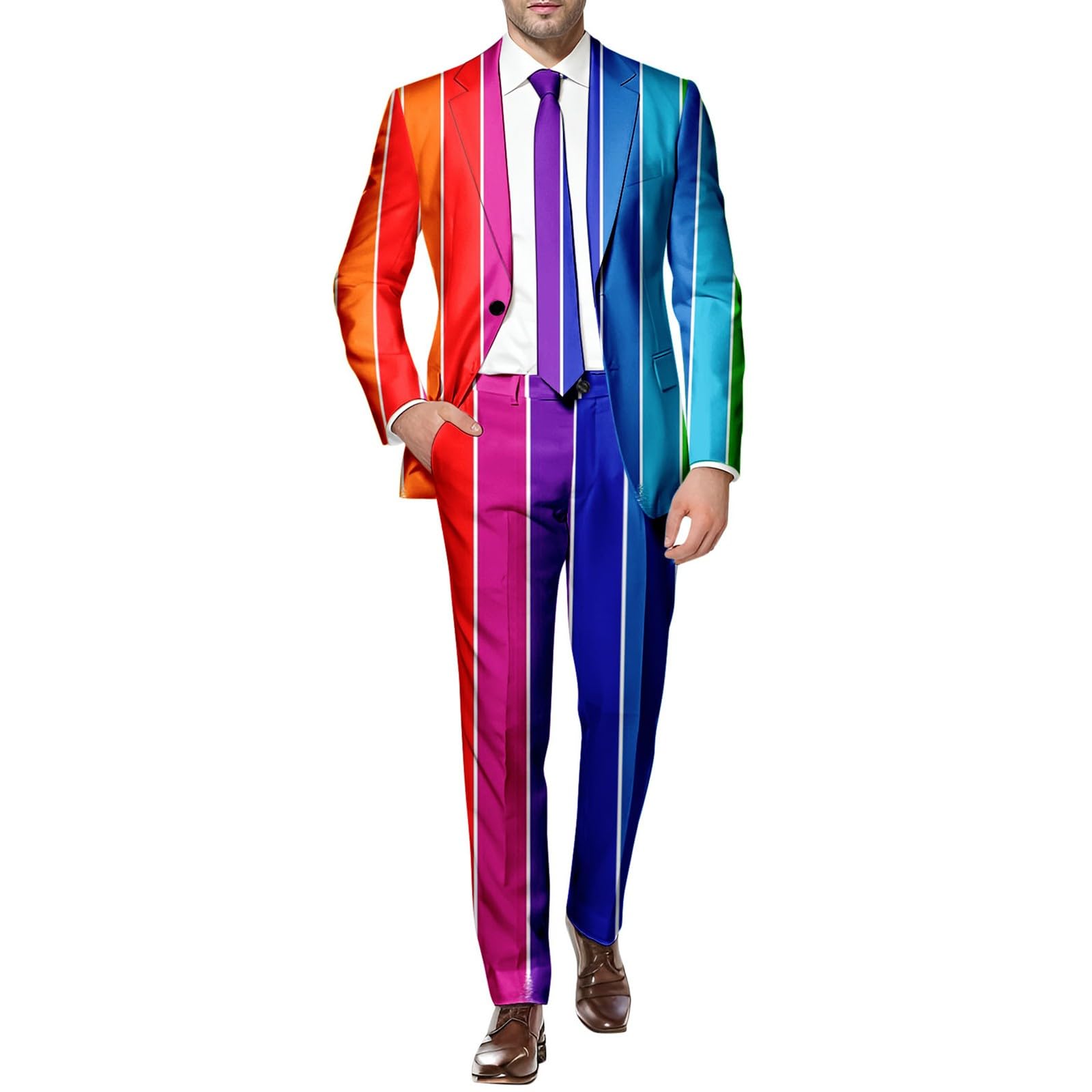 Gay The Rainbow Suit Multi-Coloured Jacket Pride Outfits LGBTQ Accessories Pride Suit Prides Clothes Stand Out Suits Fancy Dress Adult Rainbow Costumes