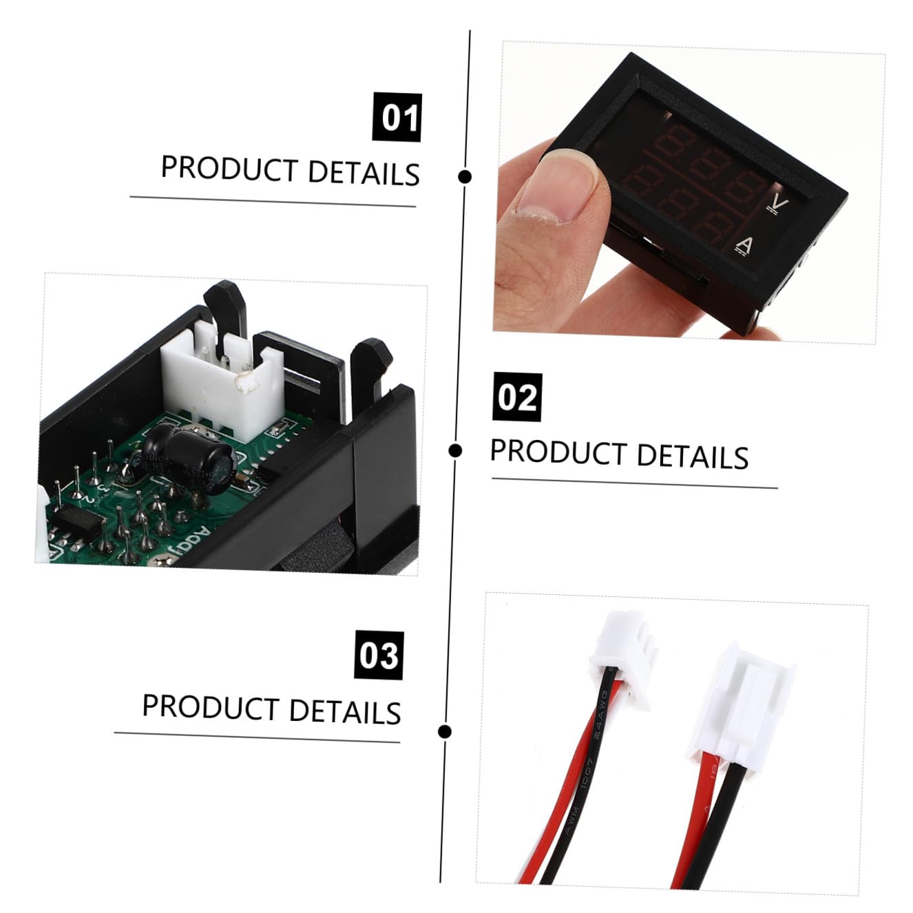 5pcs Digital Voltmeter Ammeter Car Battery Voltage Tester Voltmeter Gauge Dual Display for Automotive