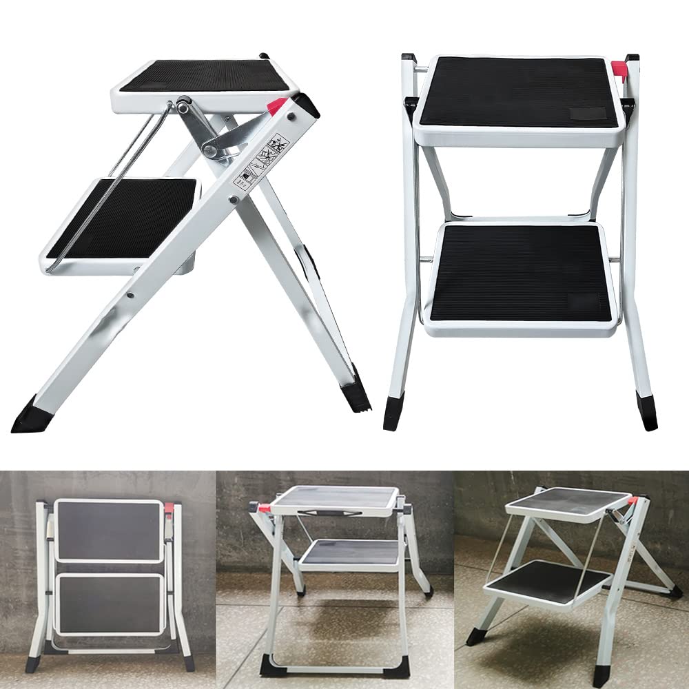 Folding Step - Easy to Store, Foldable Caravan Steps – Anti Slip Two Step Stool, 2 Step Ladder for Home, Kitchen and Garage - Small and Lightweight