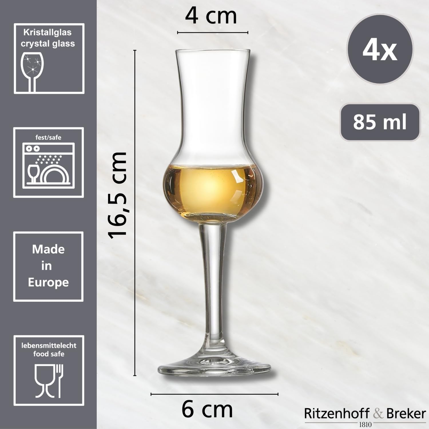Ritzenhoff & Breker Lot de 4 verres à grappa Mambo