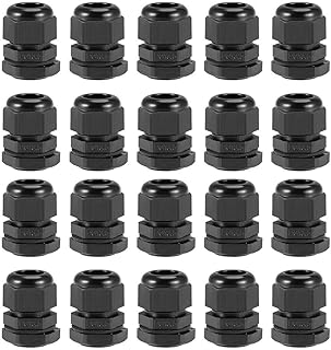 Tool parts PG13.5 Cable Gland 5mm-9mm Wire Hole Waterproof Locknut Black 20pcs