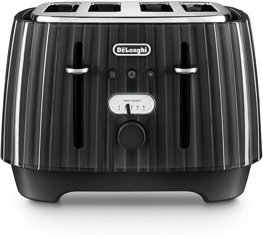 Ballerina Toaster, 4 Slot Toaster, Reheat, 5 Browning Settings, Defrost and Cancel Functions, Pull Crumb Tray, CTD4003.BK, 1800W, Black