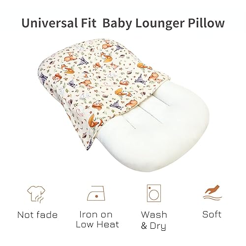 Miniatura 8 de Jundetye Funda de almohada de lactancia y funda para tumbona de bebé para niñas y niños, suave y cómoda, elástica, extraíble, diseño de animales de