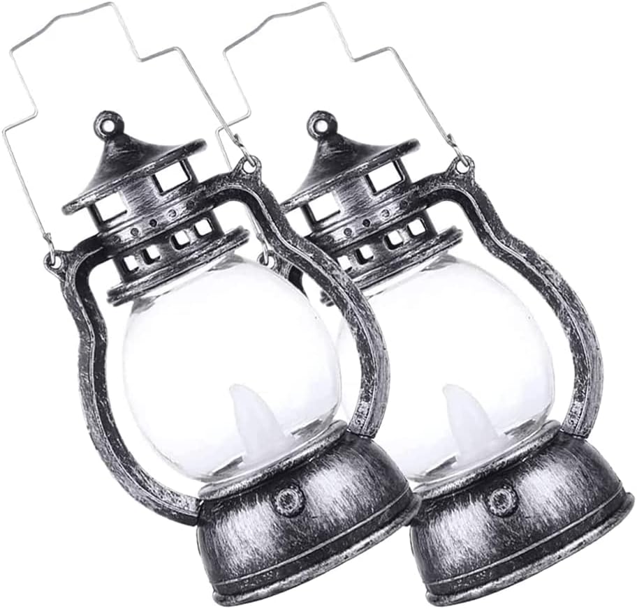 2 Pack Kerosene Lamp Led Kerosene Oil Lamp Handle Vintage Kerosene Lamp Ornaments Batteryless Oil Lamps Hurricane Lamp