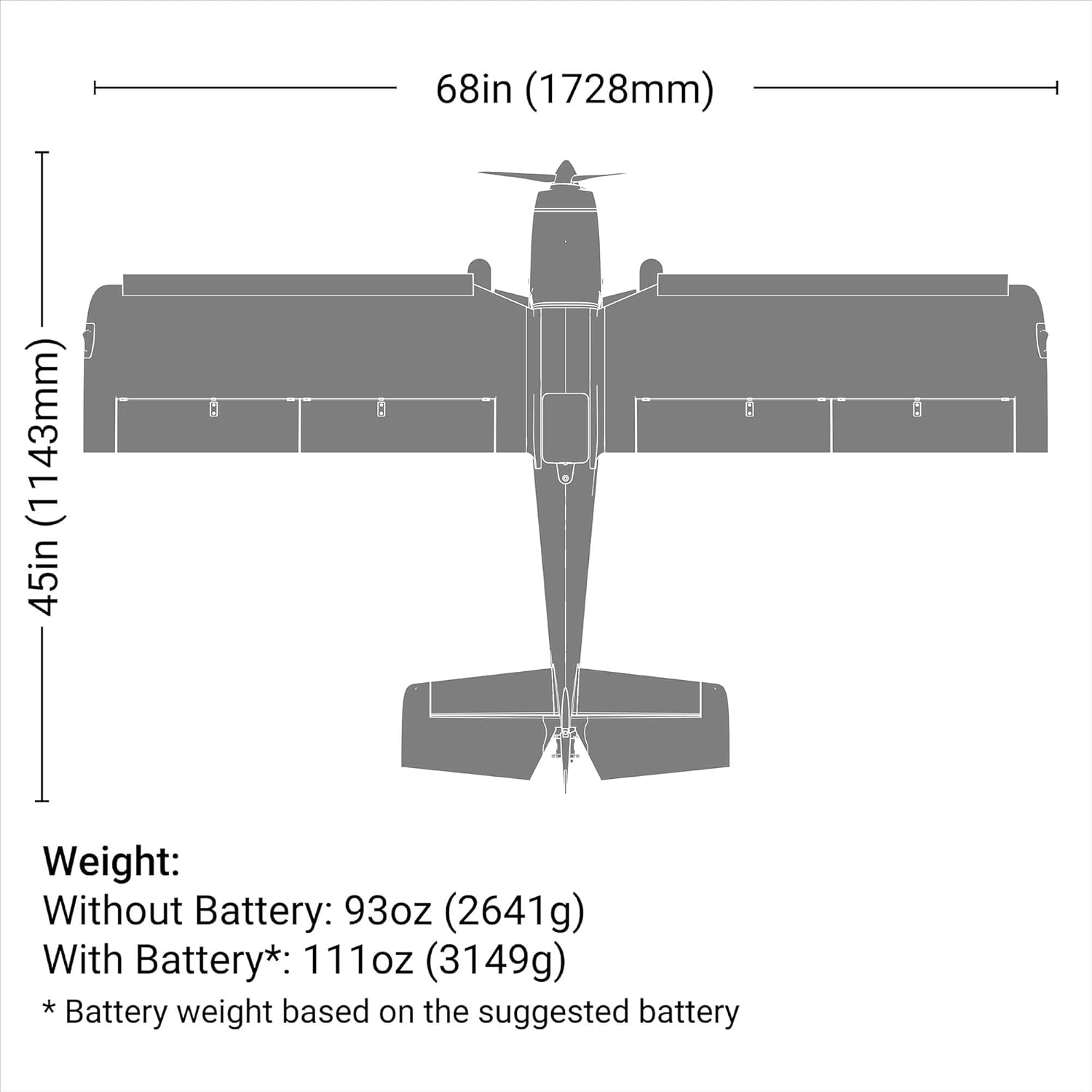 E-flite Super Timber 1.7m dimensions and weight