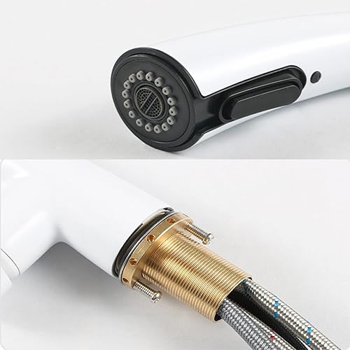 Miniatura 12 de Grifo de cocina extraíble, grifo de fregadero de cocina con 3 modos de rociador, boquilla giratoria de 360°, mango único de latón para grifo de agua