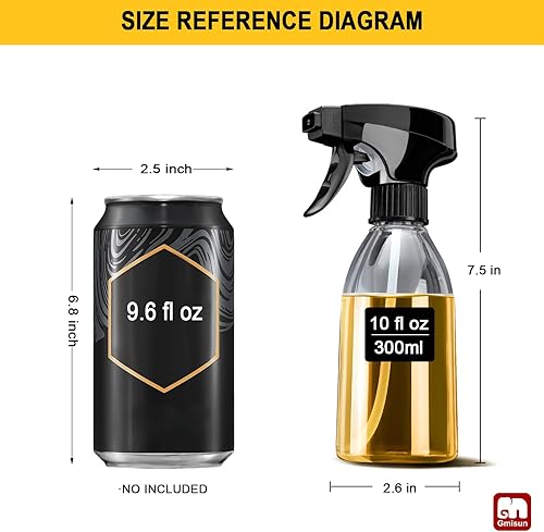 Miniatura 2 de GMISUN - Pulverizador de aceite para cocinar, paquete de 2 botellas de aceite de oliva, 10 onzas líquidas de aceite de plástico de grado