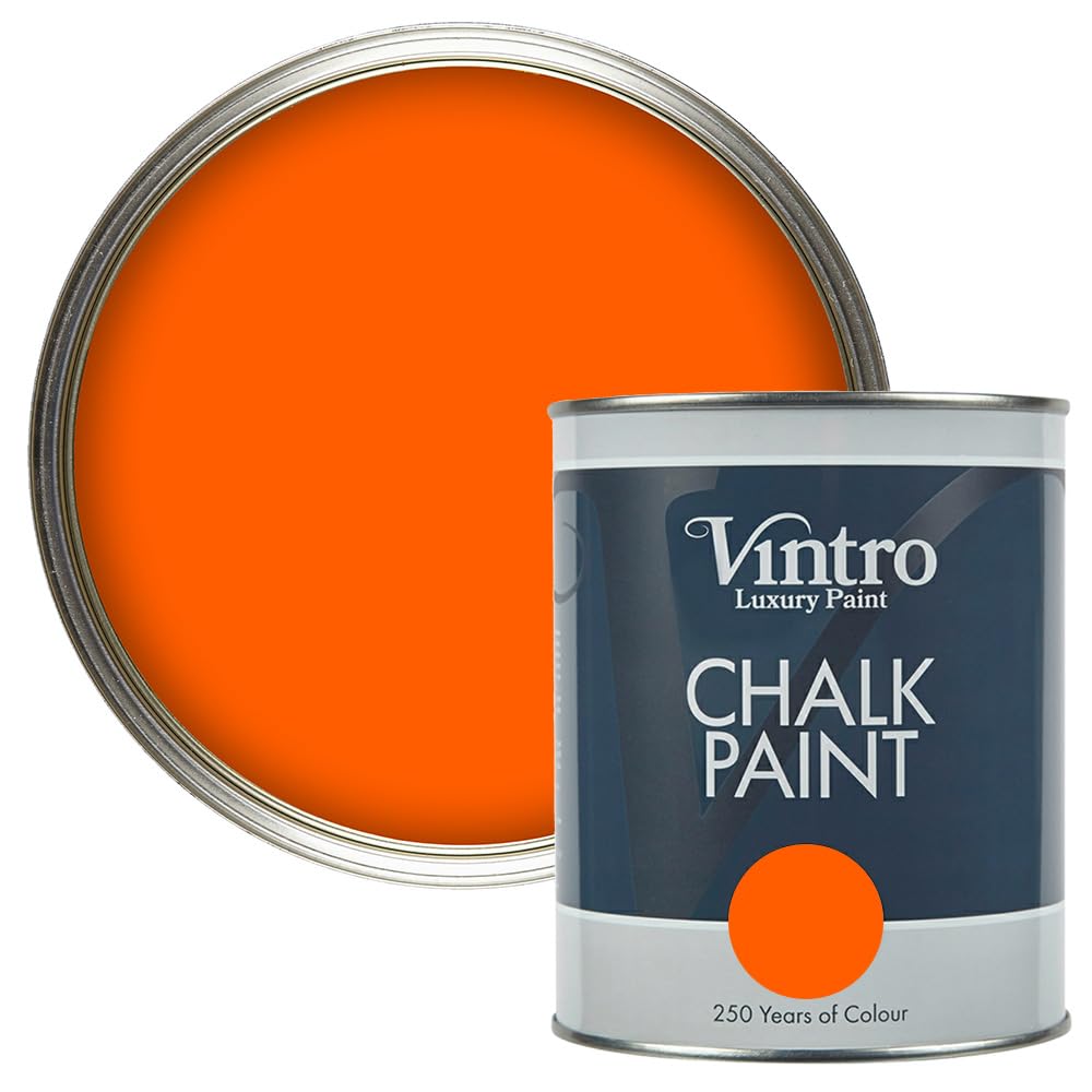 Vintro | Chalk Paint | Furniture Paint | Shabby Chic | Upcycle | Decorate | Ultra Matt Finish | 1 Litre (Pumpkin)