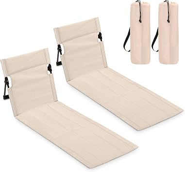 2Pcs New Foldable Pool Chairs,Portable Outdoor Chair for Poolside Beige