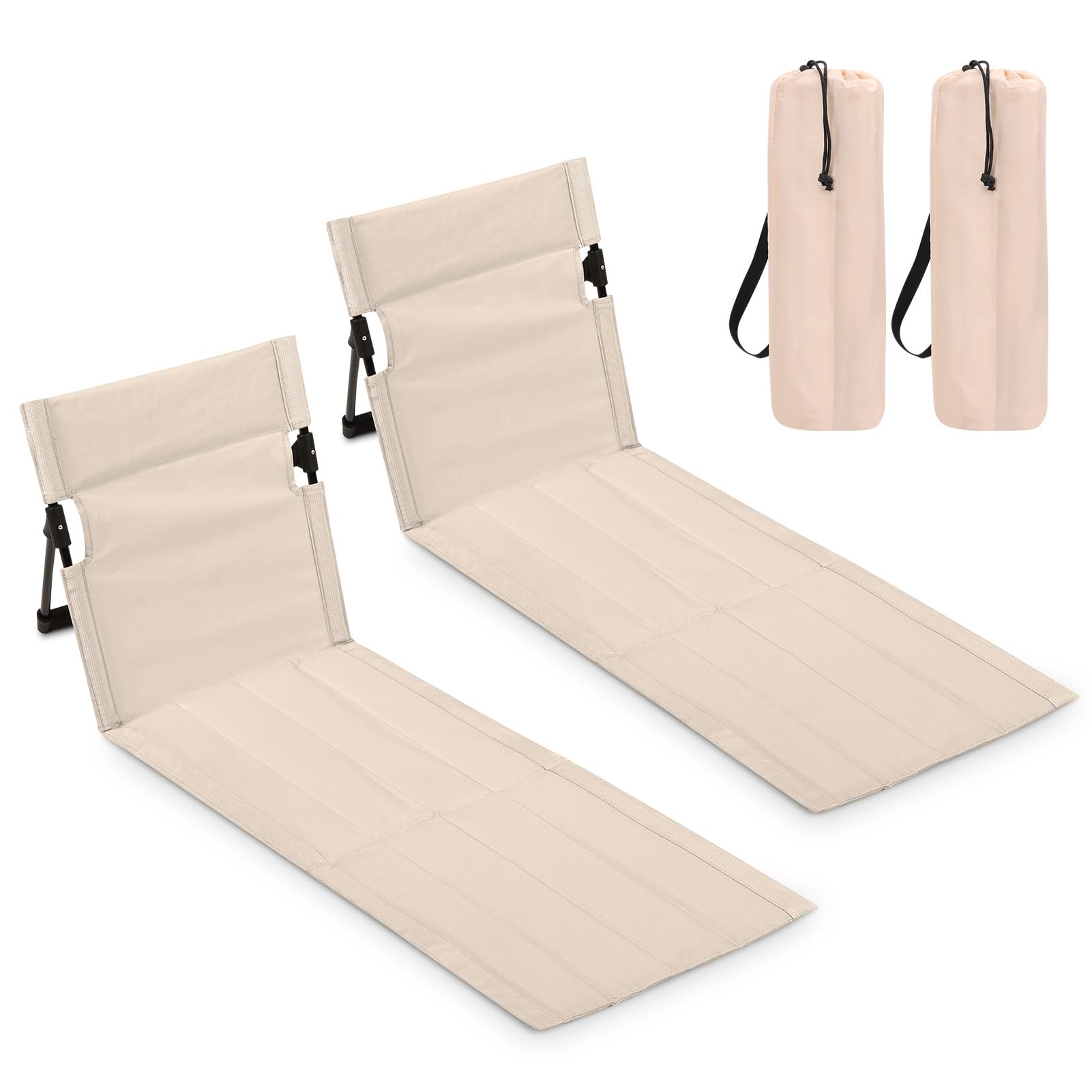 Gugxiom 2 Pcs Extended Foldable Pool Chairs, Portable Outdoor Chair for Poolside, Beach Chairs for Beach Poolside Camping Picnic Lawn Accessories (Beige)