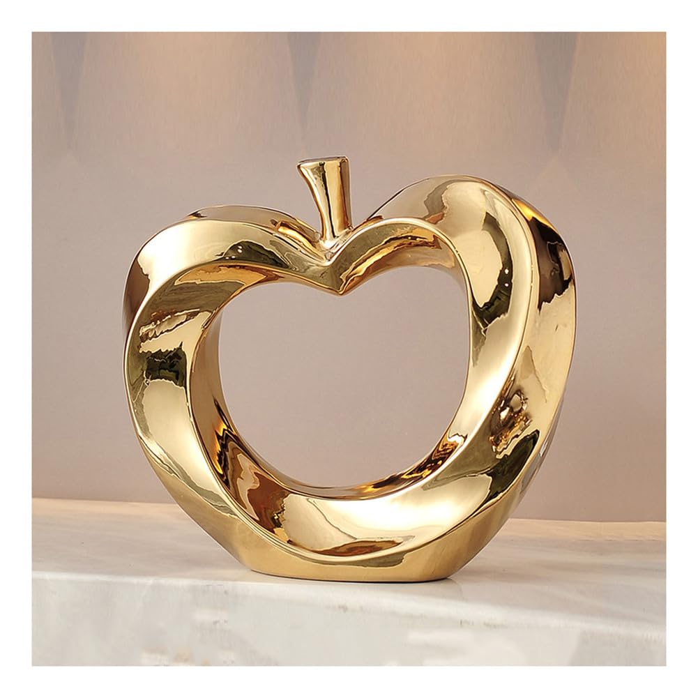 Scultura Decorativa Astratta Moderna in Ceramica, Decorazione da Tavolo con Mela Dorata, Decorazione Artistica per Ufficio, casa, Camera da Letto, Soggiorno, Ufficio, Piccola in or