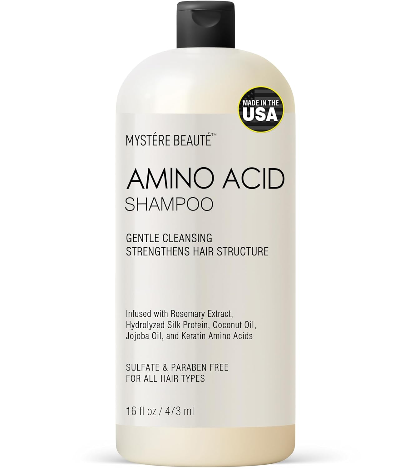 Amino Acid Shampoo, Sulfate Free Amino Acid Shampoo Enriched with Rosemary Extract & Jojoba Oil for Dry and Damaged Hair | Keratin Shampoo with Amino Acids Protein Shampoo for Strength - 16 fl oz