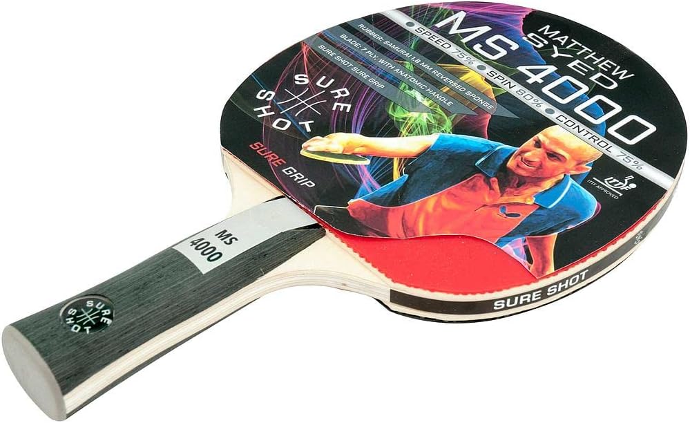 Sure Shot Matthew Syed MS-4000 Table Tennis Bat, ITTF Approved 1.8 mm Samurai Rubber