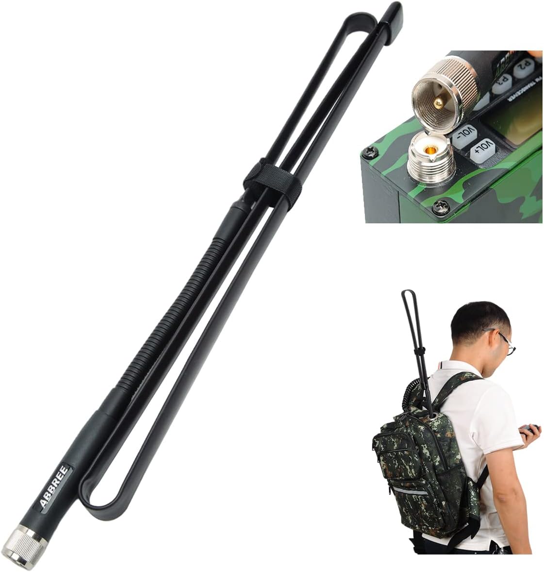 ABBREE PL259 Gooseneck Foldable CS Tactical 48.8inch Dual Band VHF/UHF 144/430MHz High Gain Amateur Car Radio Mobile/Station Antenna SL16-J/M Male PL-259