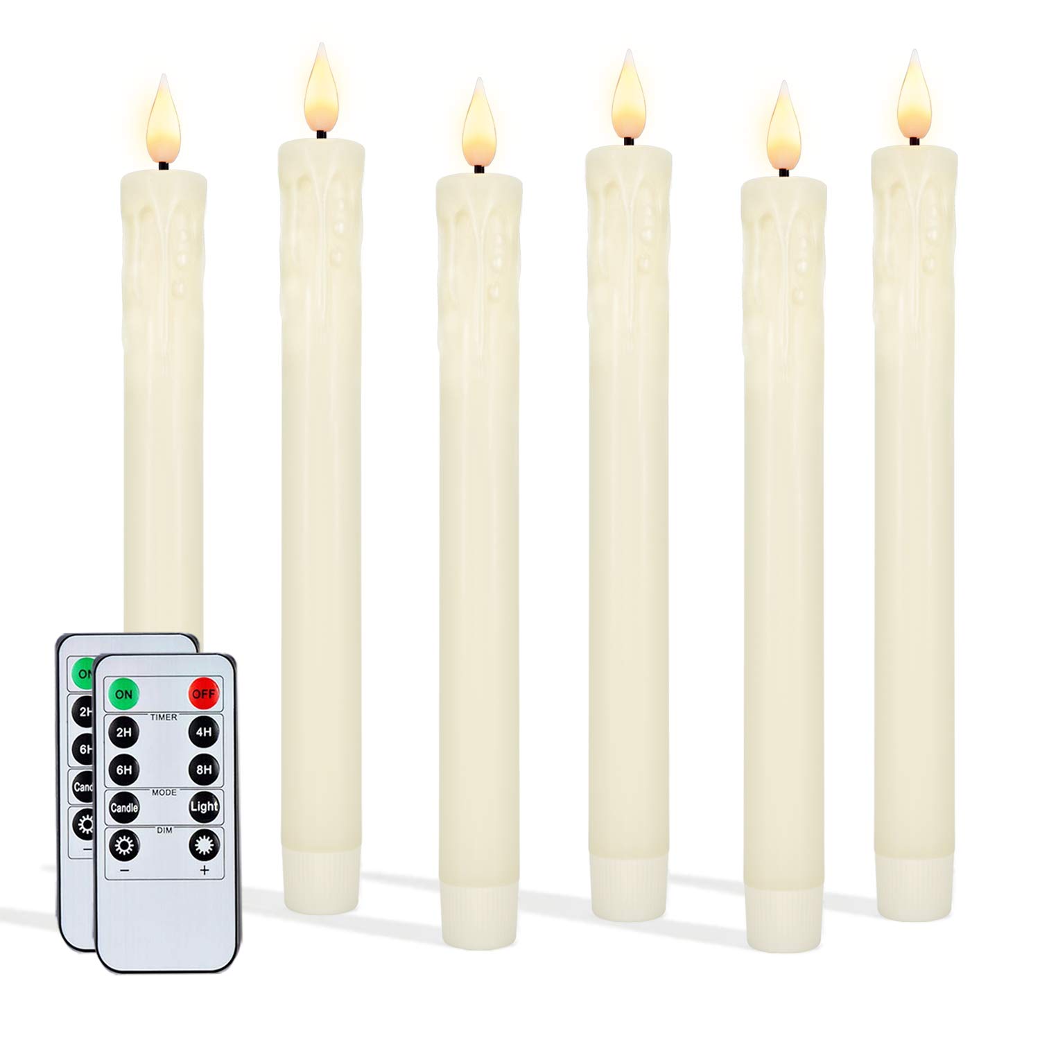 Buy 5plots Flameless Flickering Taper Candles with 2 Remote Control and