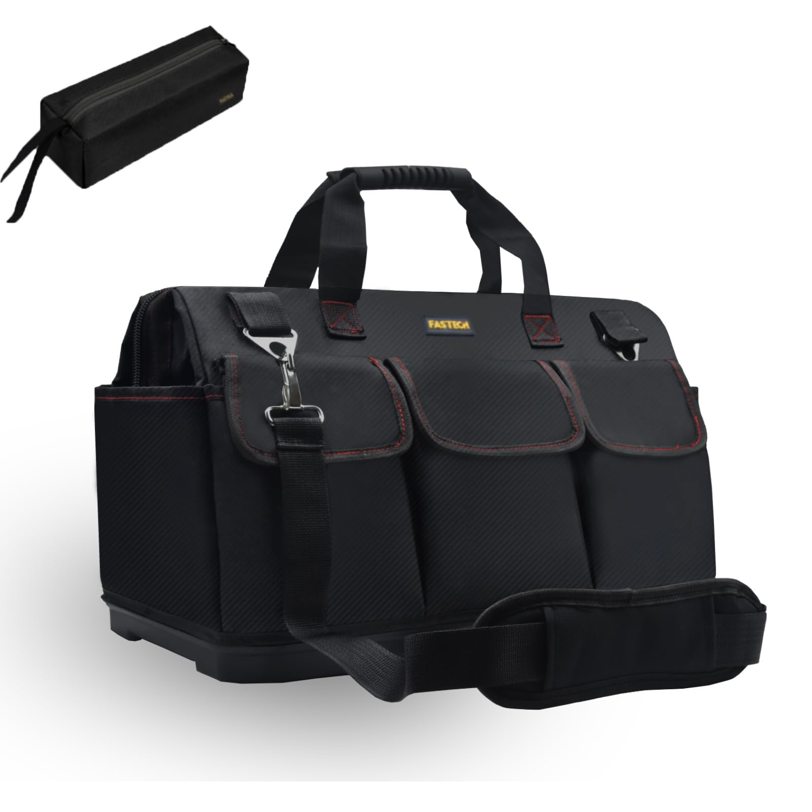 FASTECH 22-inch Heavy Duty Bottom Tools Bag With Wide Mouth For Tool Storage, Carrier and Organizer, Tool Bag For Men, Wide Mouth Tote Bag With Inside Pockets (22Inch)
